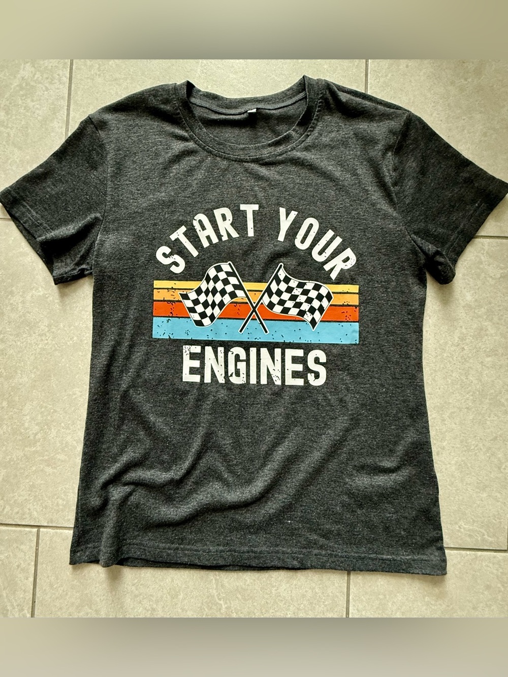Start Your Engines Graphic Tee - Unisex Charcoal Crewneck Shirt